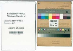 Entnazifizierung Christine Van Ackern , geb. 20.06.1908 ()