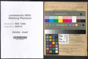 Entnazifizierung Josef Zander , geb. 27.11.1907 (Gaertner)