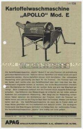 Kartoffelwaschmaschine "Apollo" Modell E