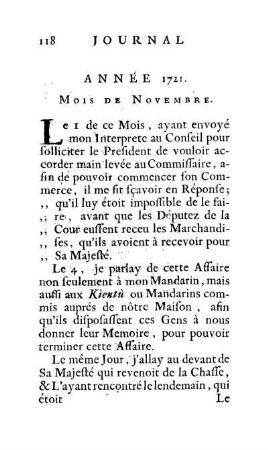 Année 1721. Mois de Novembre
