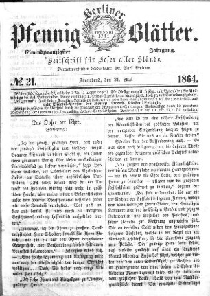 No. 21, Sonnabend, den 21. Mai 1866