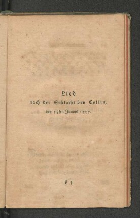 Lied nach der Schlacht bey Collin, den 18ten Junius 1757.