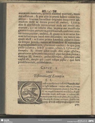 Caput I. sistens Testimonia & Exempla