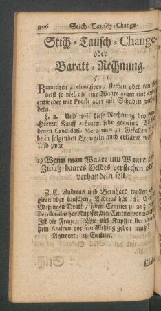 Stich- Tausch- Change- oder Baratt-Rechnung
