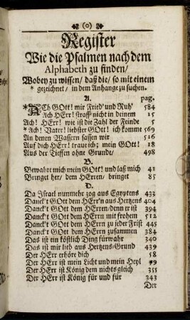 Register Wie die Psalmen nach dem Alphabeth zu finden/[...]