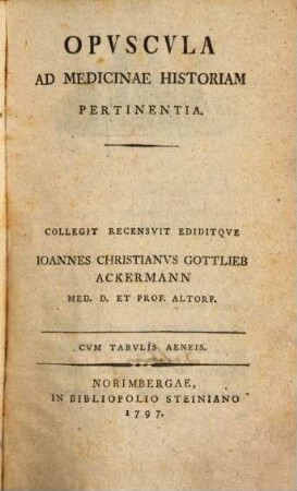 Opuscula ad medicinae historiam pertinentia