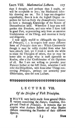 Lecture VIII. Of the Division of First Principles.