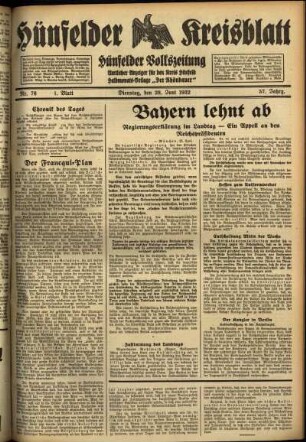 Erste Ausgabe vom Dienstag, den 28. Juni 1932.