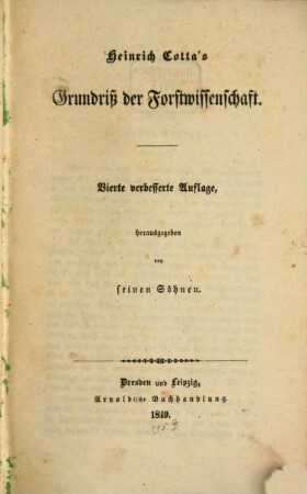 Grundriß der Forstwissenschaft