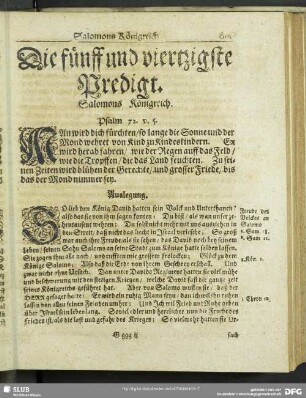 Die fünff und viertzigste Predigt. Salomons Königreich. Psalm.72.v.5