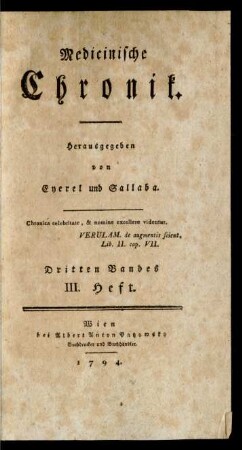 Dritten Bandes III. Heft