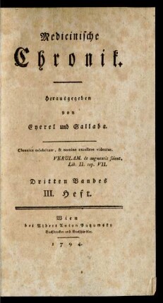 Dritten Bandes III. Heft