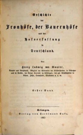 Geschichte der Fronhöfe, der Bauernhöfe und der Hofverfassung in Deutschland, 1