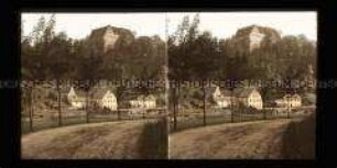 Blick auf Ortschaft und Burg Scharfenstein