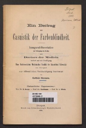 Ein Beitrag zur Casuistik der Farbenblindheit