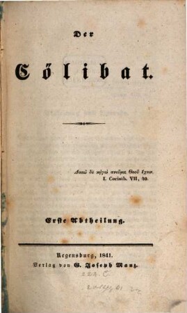 Der Cölibat, 1