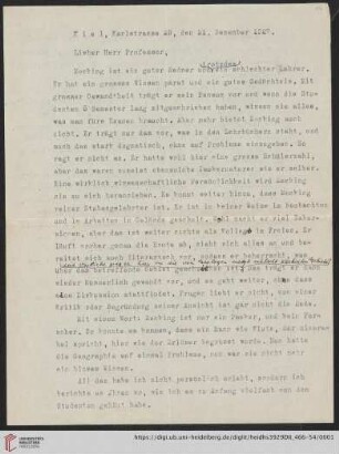Nachlass Alfred Hettner, Eingegangene Briefe, Korrespondenz Leo Waibel/Alfred Hettner: Brief von Leo Waibel an Alfred Hettner