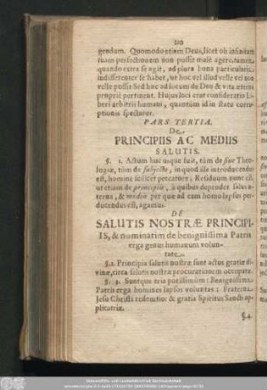 Pars Tertia. De Principiis Ac Mediis Salutis.