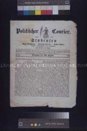 Zeitung: Politischer Courier. Von den Studenten Adolf Buchheim, Oskar Falke, redigirt, herausgegeben und verantwortet (Studenten-Courier). Nr. 55; Wien, 23. August 1848