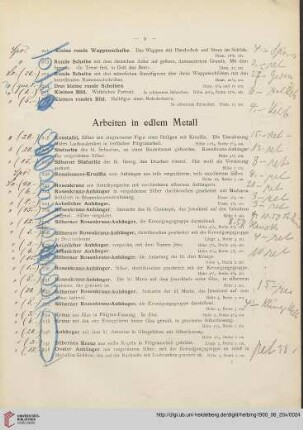 Arbeiten in edlem Metall (Nr. 217-306)