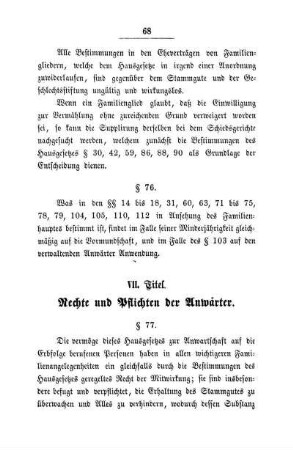 VII. Titel. Rechte und Pflichten der Anwärter.