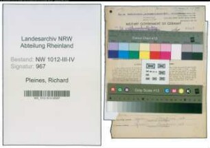 Entnazifizierung Richard Pleines , geb. 22.07.1901 (Lebensmittelhaendler)