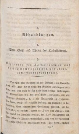 369-391 Vom Geist und Wesen des Katholicismus : 3. Beziehung des Katholicismus auf christliche Religiosität und christliche Gottesverehrung