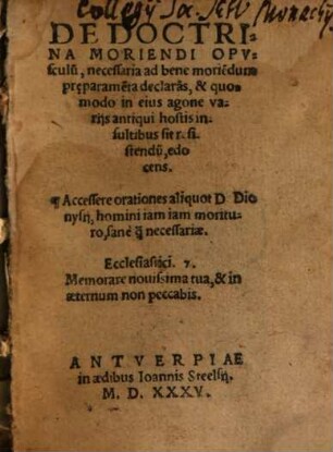 De Doctrina moriendi Opusculum
