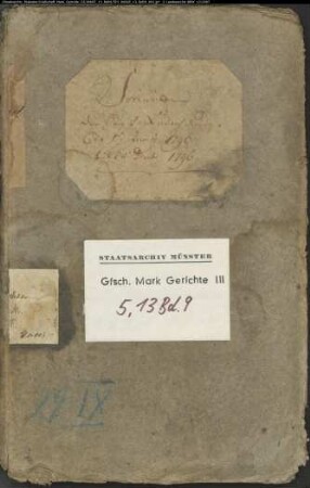 Belege zum Hypothekenbuch ("Scrinium") des Ksp. Lüdenscheid Bd. 9