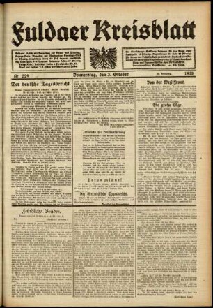 Ausgabe vom Donnerstag, den 03. Oktober 1918.