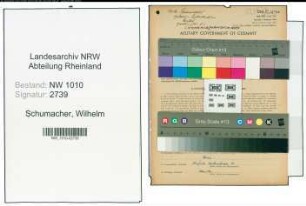 Entnazifizierung Wilhelm Schumacher , geb. 03.11.1891 (Elektromeister)