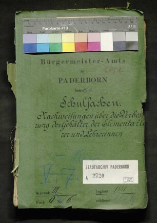 Nachweisung über die Verbesserung der Gehälter der Elementarlehrer und -lehrerinnen