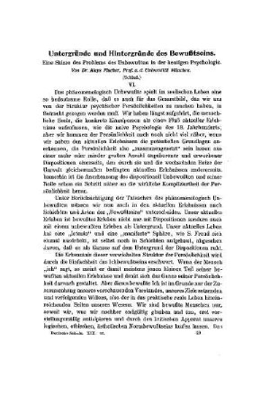 Untergründe und Hintergründe des Bewußtseins : eine Skizze des Problems des Unbewußtsein in der heutigen Psychologie ; (Schluß)