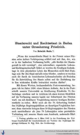 Staatsrecht und Rechtsstaat in Baden unter Grossherzog Friedrich.