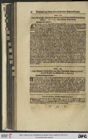 Corrigenda zu denen nöthigen Remarquen