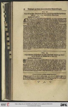 Corrigenda zu denen nöthigen Remarquen