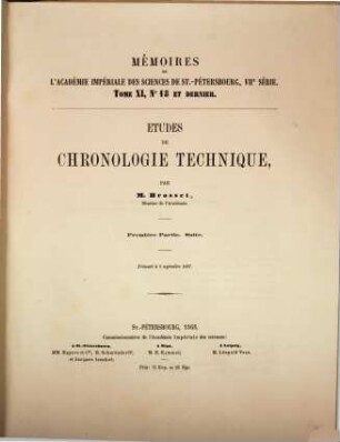 Études de chronologie technique. Première partie. Suite