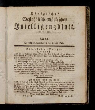 Königliches westphälisch-märkisches Intelligenzblatt. 1817-1833
