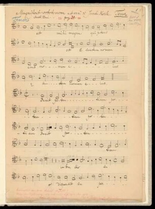 Abschriftvon Jacobus de Kerle: Magnificat octo tonum cum quatuor vocibus. Liber primus. Tenor, Seite 31-36
