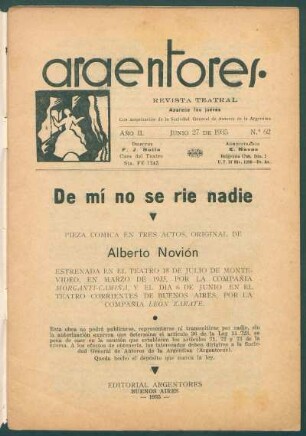 1935006200: De mí no se rie nadie : pieza cómica en tres actos