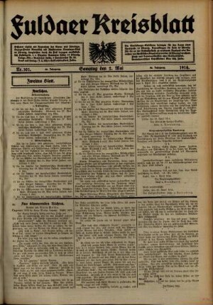 Zweite Ausgabe vom Samstag, den 02. Mai 1914.