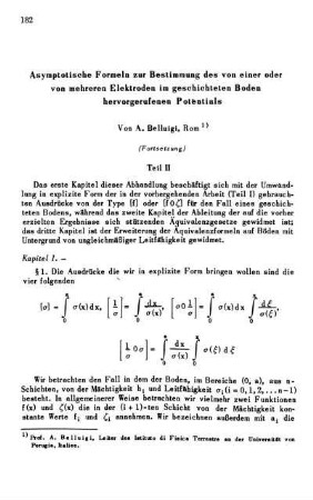 Asymptotische Formeln zur Bestimmung des von einer oder von mehreren Elektroden im geschichteten Boden hervorgerufenen Potentials (Fortsetzung)