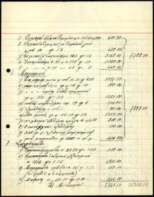 Liste mit Ausgaben für die Bauarbeiten