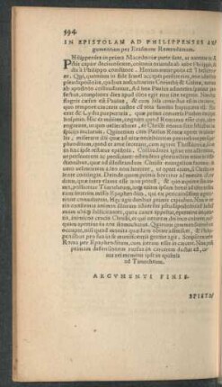 In Epistolam Ad Philippenses Argumentum ...