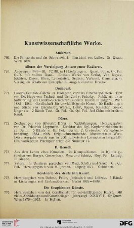 Kunstwissenschaftliche Werke (Nr. 769-787)