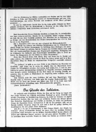Der Glaube des Soldaten.