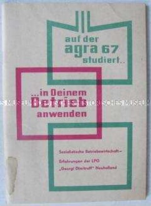 Propagandaschrift für die Anwendung des "Neuen ökonomischen Systems" in der Landwirtschaft