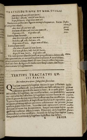 Tertius Tractatus Huius Partis. De tribus præcipuis syllogismi speciebus.