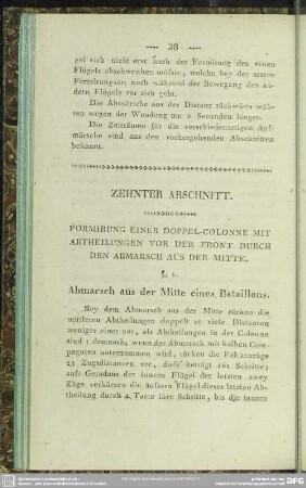 Zehnter Abschnitt. Formirung einer Doppel-Colonne mit Abtheilungen vor der Front durch den Abmarsch aus der Mitte