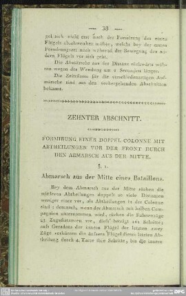 Zehnter Abschnitt. Formirung einer Doppel-Colonne mit Abtheilungen vor der Front durch den Abmarsch aus der Mitte
